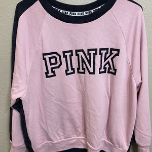 VS PINK Oversized Pink & Gray Crewneck Sweater L